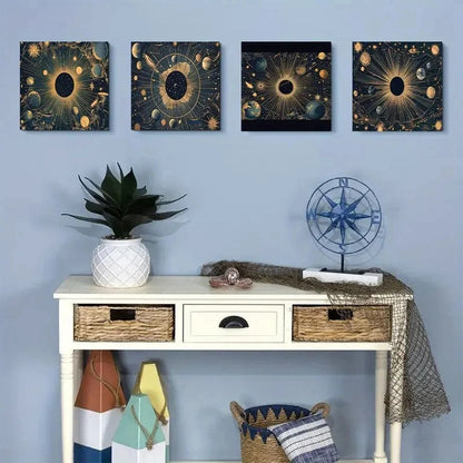 4pcs Galactic starry skyWall Art Canvas Framed