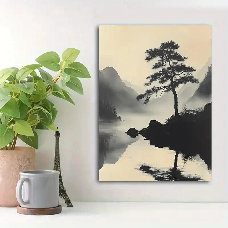 Beautiful Minimalist Black And White Landscape 40x60cm Metal Print Ready to Hang