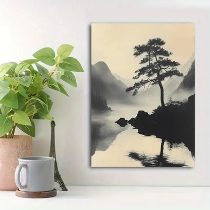 Beautiful Minimalist Black And White Landscape 40x60cm Metal Print Ready to Hang