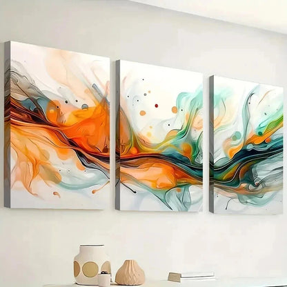3pcs Geometric Decorations with Flowing Colors Wall Art Set Canvas Framed 40x60cm - High Quality Print 100% Australian Made Wall Canvas Ready to Hang - Bella Home Decor