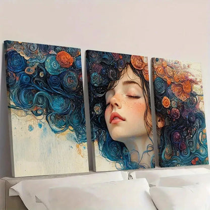 3pcs One of Each Fine Art Girl F   Wall Art Set Canvas Framed 40x60cm - High Quality Print 100% Australian Made Wall Canvas Ready to Hang