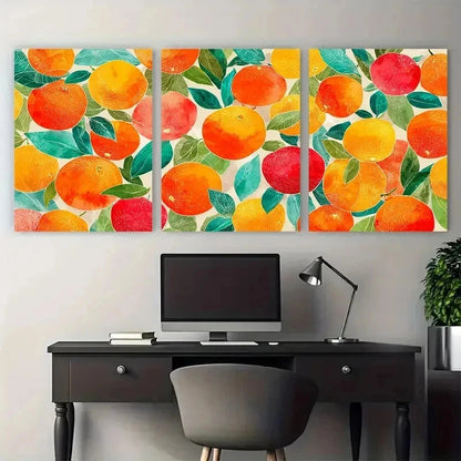 3pcs Retro Colorful Italian Oranges Perfect Wall Art Set Canvas Framed 50x70cm - High Quality Print 100% Australian Made Wall Canvas Ready to Hang