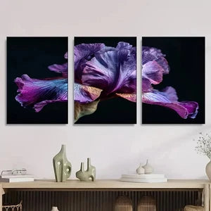 3pcs Iris Purples Side View Wall Art Set Canvas Framed 60x90cm - High Quality Print 100% Australian Made Wall Canvas Ready to Hang