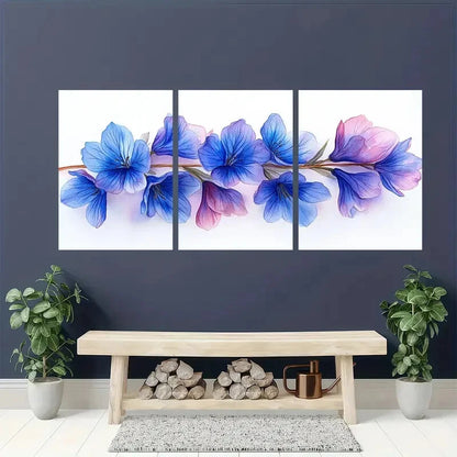 3pcs Bluebell Floral Watercolor Botanical Metal Print Ready to Hang Art
