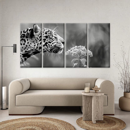 4pcs Vintage Black and White Leopard Wall Art Canvas Framed 45x80cm - High Quality Print 100% Australian Made Wall Canvas Ready to Hang