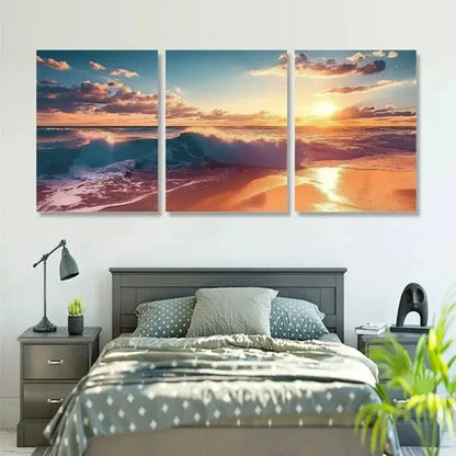 3pcs Golden Lily Wall Art Set Canvas Unframed - High Quality Print 100% Australian Made Wall Canvas - Bella Home Decor