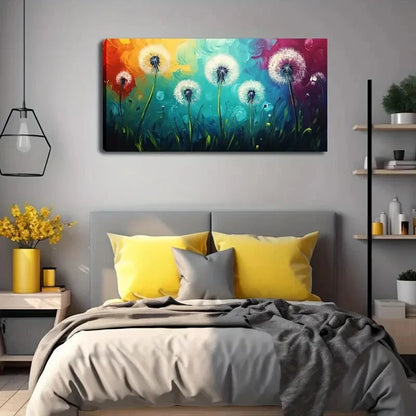 Colorful Floral Dandelion Wall Art Canvas Office Home Room Framed 120x60cm - Bella Home Decor