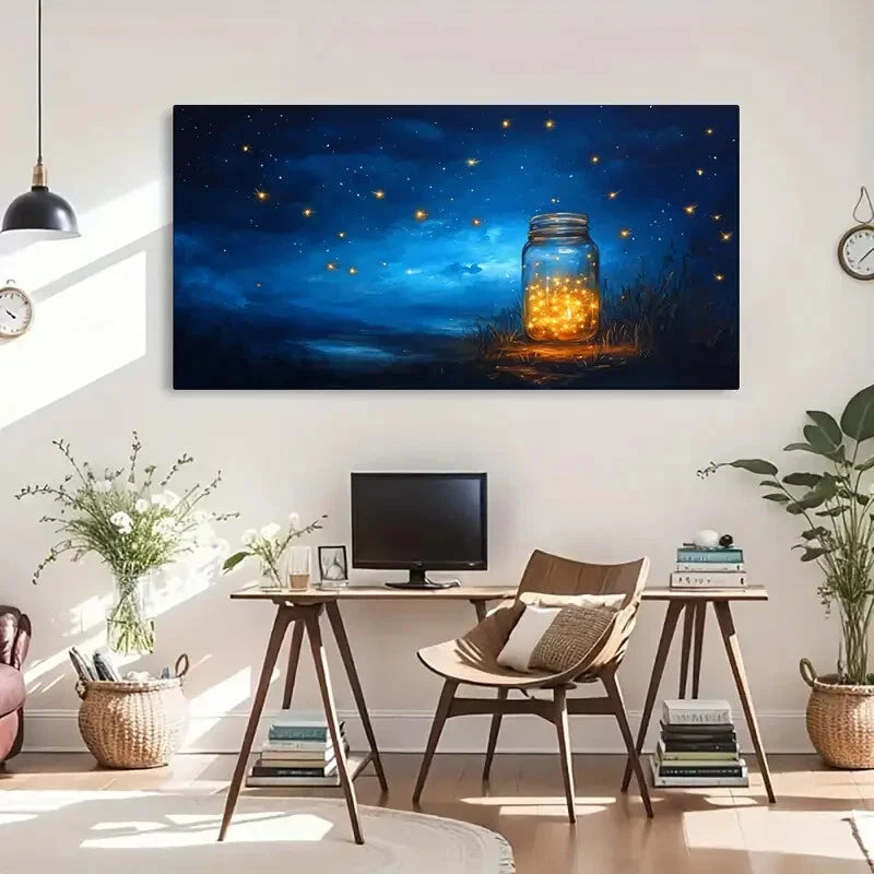Firefly Night Sky Décor Wall Art Canvas Office Home Room Framed 120x60cm - Bella Home Decor