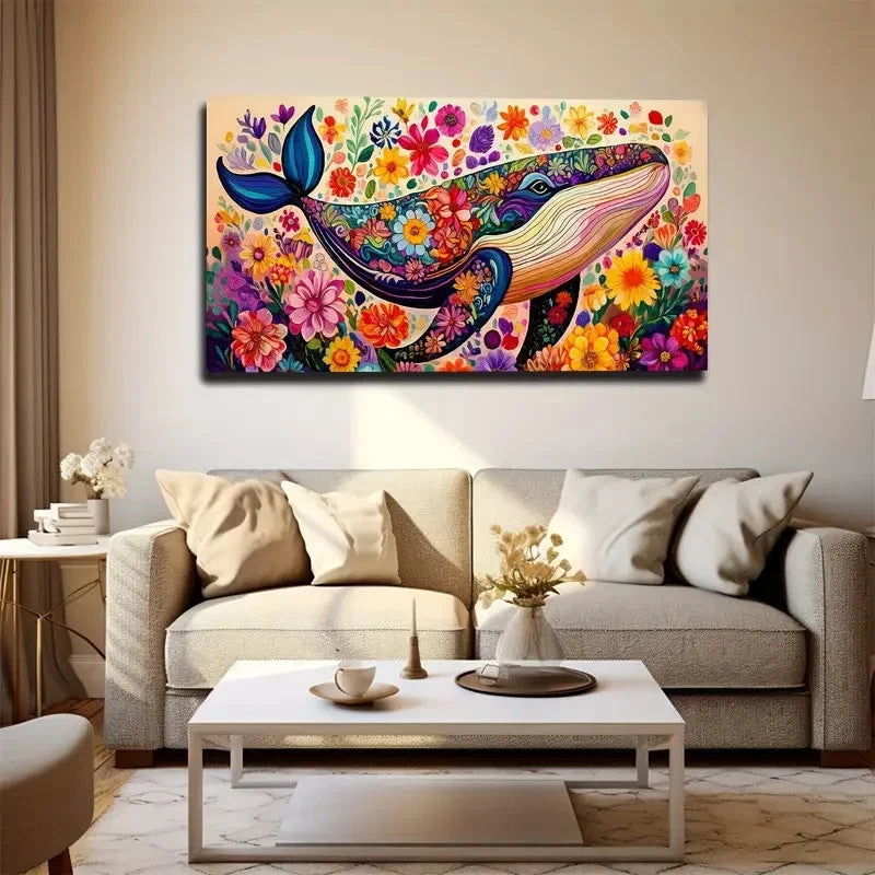 Bohemian Modern Floral Wall Art Canvas Office Home Room Framed 120x60cm