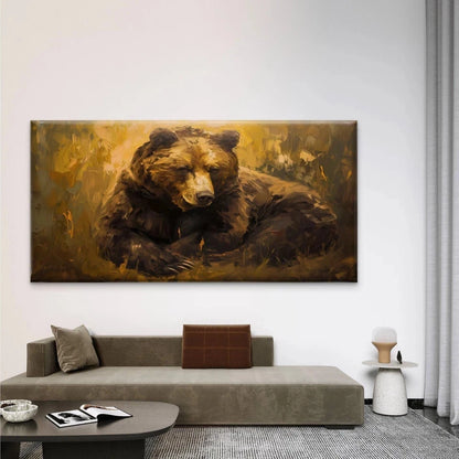 Brown Bear Wildlife Wall Art Canvas Office Home Room Framed 120x60cm