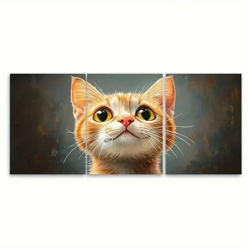 3pcs Cute Cat Home Decor Wall Art Set Canvas Framed 40x60cm - High Quality Print 100% Australian Made Wall Canvas Ready to Hang - Bella Home Decor