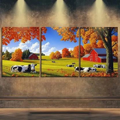 3pcs Autumn Scenery Beautiful Farm Perfect Wall Art Set Canvas Framed 60x90cm - High Quality Print 100% Australian Made Wall Canvas Ready to Hang