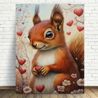 Beautiful Romantic Red Hearts & Floral Painting 40x60cm Metal Print Ready to Hang - Bella Home Decor
