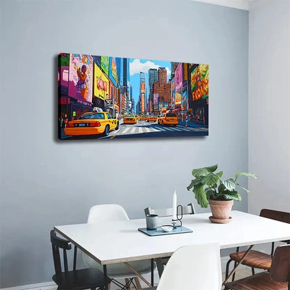 Bustling City Landscape Wall Art Canvas Office Home Room Framed 120x60cm