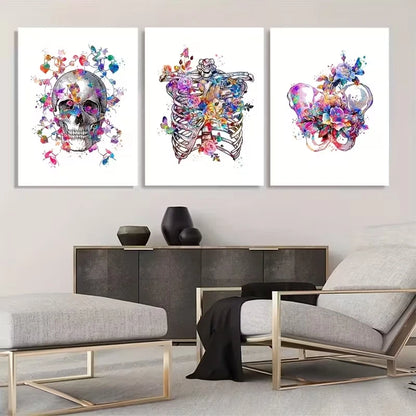 3pcs Bone and Floral Art Decor   Wall Art Set Canvas Framed 60x90cm - High Quality Print 100% Australian Made Wall Canvas Ready to Hang - Bella Home Decor
