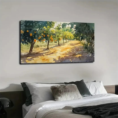 Neat Fruit Trees Grow Along Wall Art Canvas Office Home Room Framed 120x60cm - Bella Home Decor