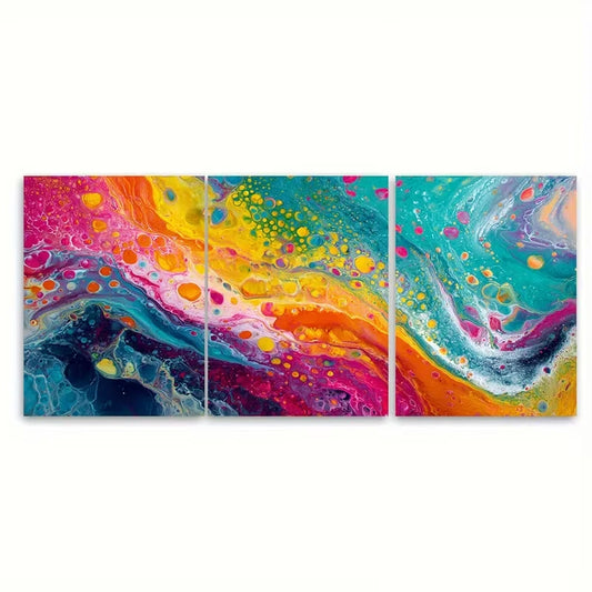 3pcs Vibrant Abstract Minimalist Colorful Wall Art Set Canvas Framed 40x60cm - High Quality Print 100% Australian Made Wall Canvas Ready to Hang