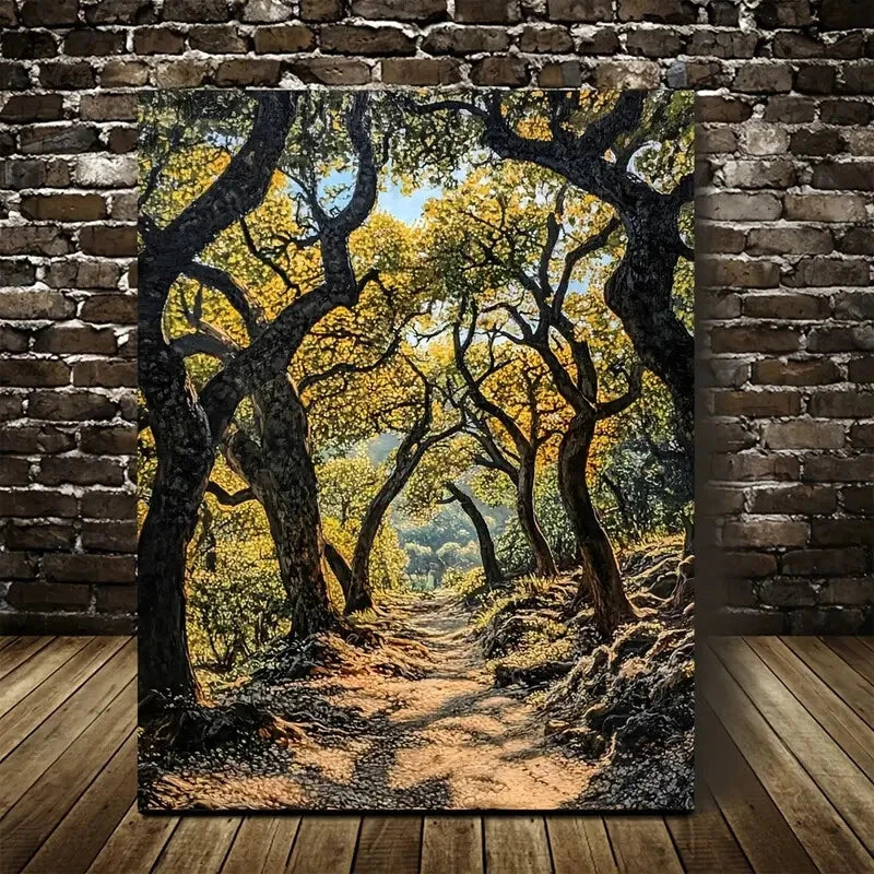 Beautiful Flourishing Oak Forest Suitable Painting 40x60cm Metal Print Ready to Hang - Bella Home Decor