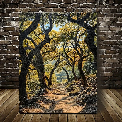 Beautiful Flourishing Oak Forest Suitable Painting 40x60cm Metal Print Ready to Hang - Bella Home Decor