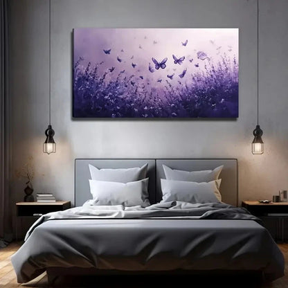 Purple Butterfly Perfect Wall Art Canvas Office Home Room Framed 120x60cm