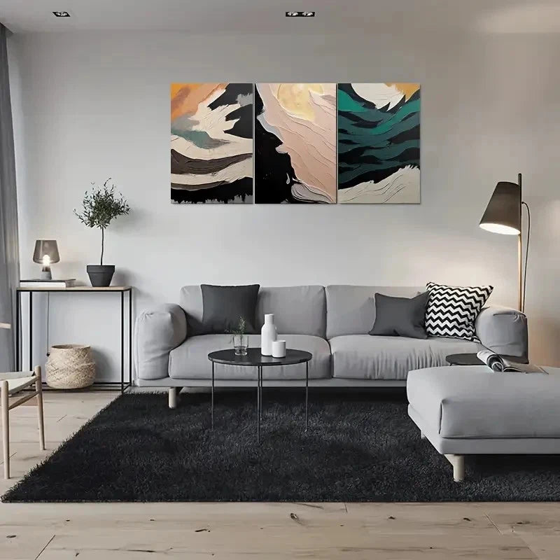 3pcs Colorful Abstract Design Metal Print Ready to Hang Art - Bella Home Decor