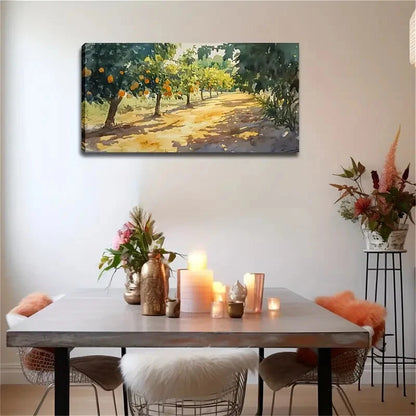 Fruit Trees Growing Along Wall Art Canvas Office Home Room Framed 120x60cm - Bella Home Decor