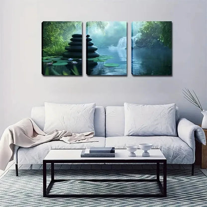 3pcs Waterfall Water Figurative Style Wall Art Set Canvas Unframed - High Quality Print 100% Australian Made Wall Canvas