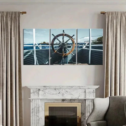 3pcs Nautical Rudder Ship Portrait Wall Art Canvas Unframed - High Quality Print 100% Australian Made Wall Canvas
