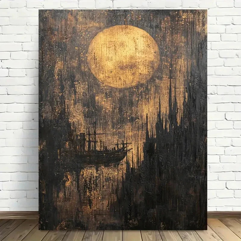 Beautiful Full Moon Serenity Wrapped Painting 40x60cm Metal Print Ready to Hang - Bella Home Decor