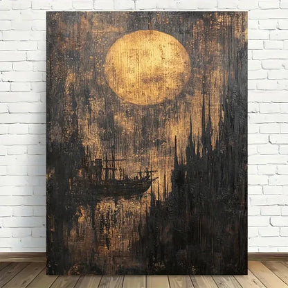 Beautiful Full Moon Serenity Wrapped Painting 40x60cm Metal Print Ready to Hang - Bella Home Decor