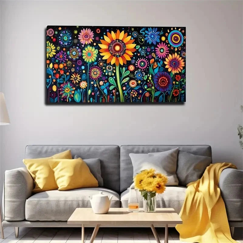 Colorful Flowers Suitable Wall Art Canvas Office Home Room Framed 120x60cm