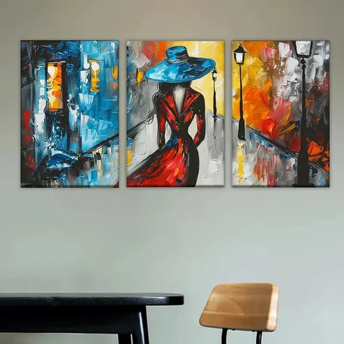 3pcs Red abstract ballet dancer Wall Art Set Canvas Unframed - High Quality Print 100% Australian Made Wall Canvas