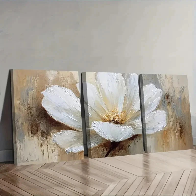 3pcs Beige And Brown Tones Charm Wall Art Set Canvas Framed 60x90cm - High Quality Print 100% Australian Made Wall Canvas Ready to Hang - Bella Home Decor
