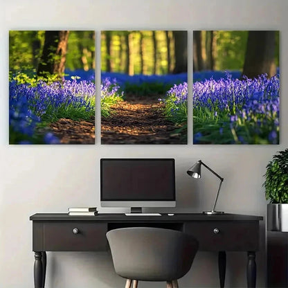 3pcs Ancient Bluebell Wildflower Perfect Wall Art Set Canvas Framed 50x70cm - High Quality Print 100% Australian Made Wall Canvas Ready to Hang - Bella Home Decor