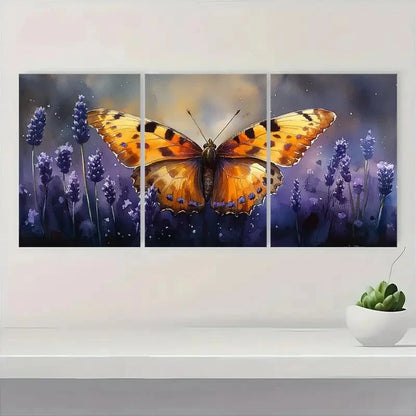 3pcs Lavender Watercolor Wildflower L     Framed Wall Art Set Canvas Framed 50x70cm - High Quality Print 100% Australian Made Wall Canvas Ready to Hang