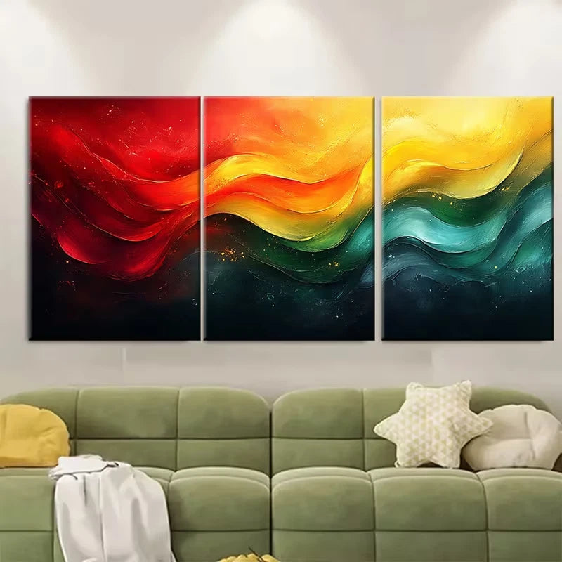 3pcs Vibrant Abstract Colorful Artwork Metal Print Ready to Hang Art