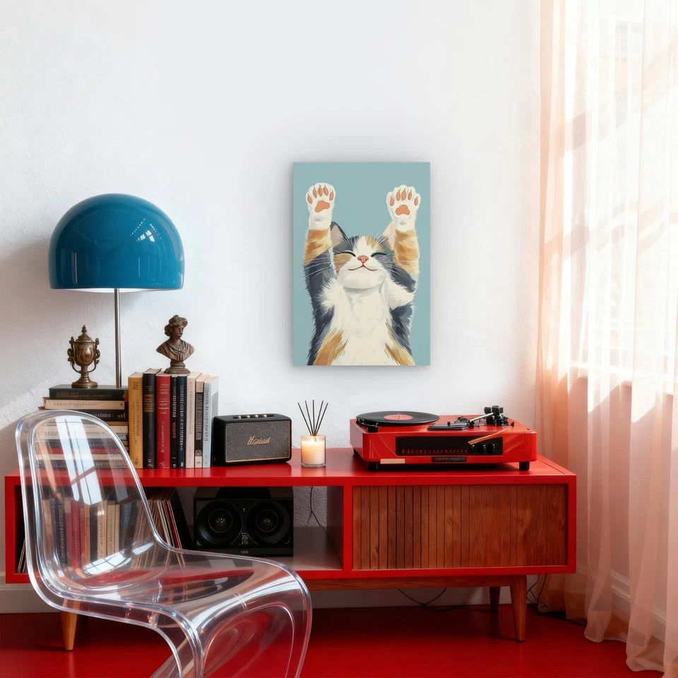 Vibrant Playful Feline Cat Metal Print Ready to Hang