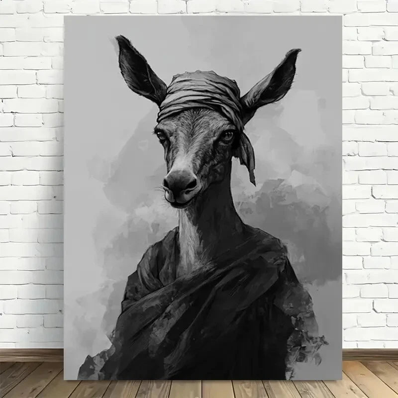 Beautiful Unique Animal Portrait Elegant Deer Painting 40x60cm Metal Print Ready to Hang - Bella Home Decor
