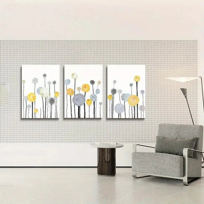 3pcs Modern Abstract Dandelion Flowers Metal Print Ready to Hang Art - Bella Home Decor