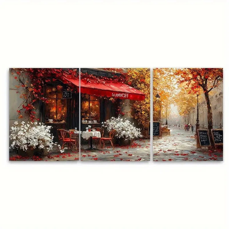 3pcs Paris Summer Beautiful White Red FlowersT   Wall Art Set Canvas Framed 40x60cm - High Quality Print 100% Australian Made Wall Canvas Ready to Hang