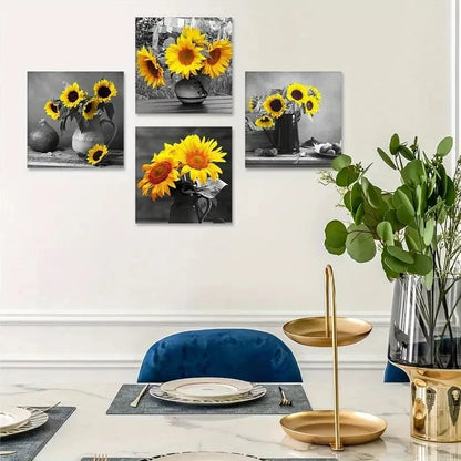 4pcs Bathroom and Home Office Wall Art Canvas Framed