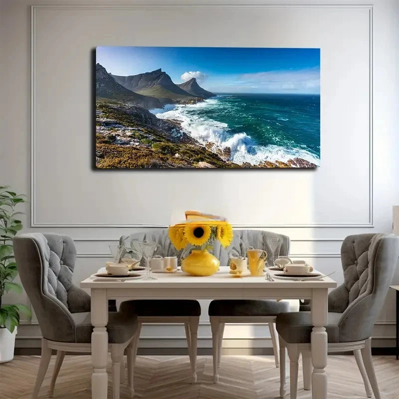 Coastal Mountain Wall Art Canvas Office Home Room Framed 120x60cm