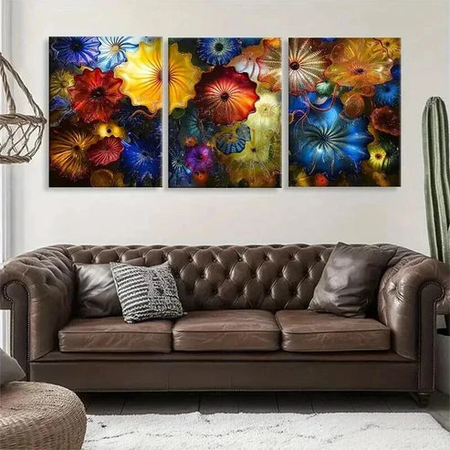 3pcs Colorful Umbrella Flower Design Perfect Wall Art Canvas Unframed - High Quality Print 100% Australian Made Wall Canvas - Bella Home Decor
