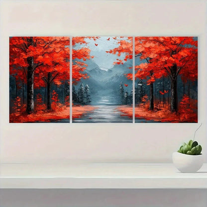 3pcs Sunlit Avenue Abstract Modern Vintage Metal Print Ready to Hang Art - Bella Home Decor
