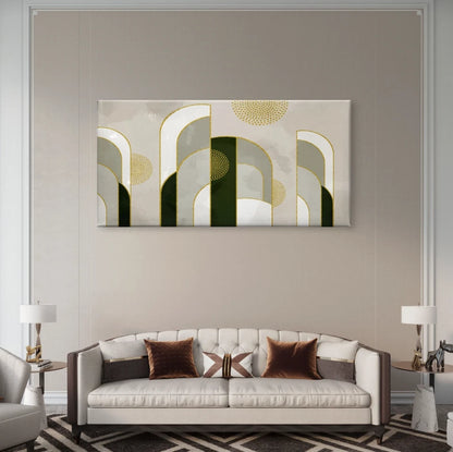 Modern Geometric and Gold Shapes Abstract Wall Art Canvas Office Home Framed 120x60cm