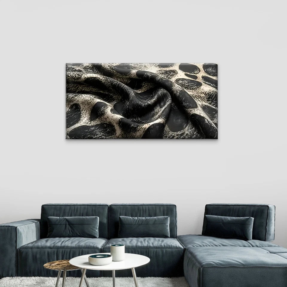 Black And White Leopard Fabric Wall Art Canvas Office Home Room Framed 120x60cm