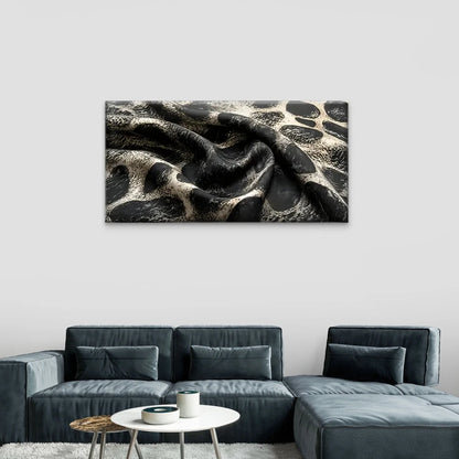 Black And White Leopard Fabric Wall Art Canvas Office Home Room Framed 120x60cm