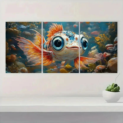 3pcs Underwater Fish Colorful Coral Reef S Wall Art Set Canvas Framed 50x70cm - High Quality Print 100% Australian Made Wall Canvas Ready to Hang