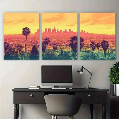 3pcs California City Los Angeles Perfect Wall Art Canvas Framed 60x90cm - Bella Home Decor
