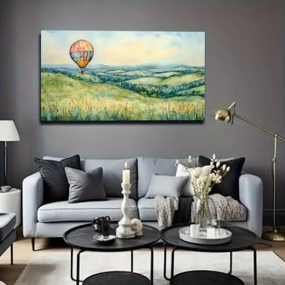 Hot Air Balloon Modern Deco Wall Art Canvas Office Home Room Framed 120x60cm